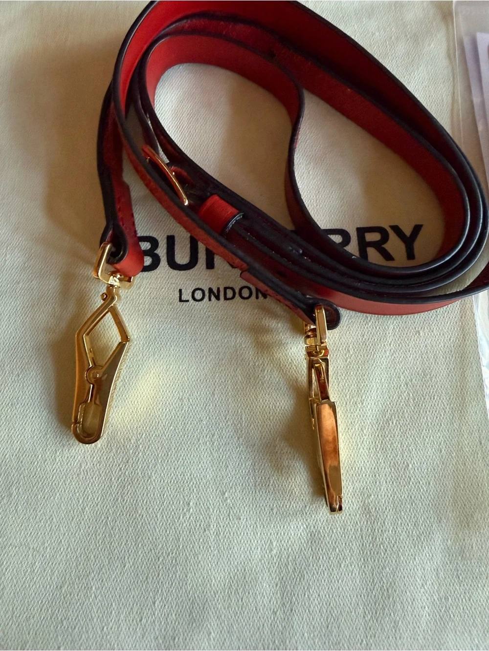 Burberry Red Leather Dome Satchel with Gold Hardware